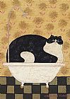Warren Kimble Cat in Hot Tin Tub painting